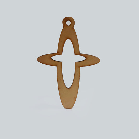 Cruz Silueta Bordes Redondeados Mdf 18.2 x 11.3cm x 3mm 1 Argolla
