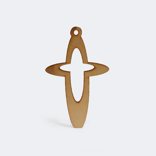 Cruz Silueta Bordes Redondeados Mdf 25 x 15.6cm x 3mm 1 Argolla