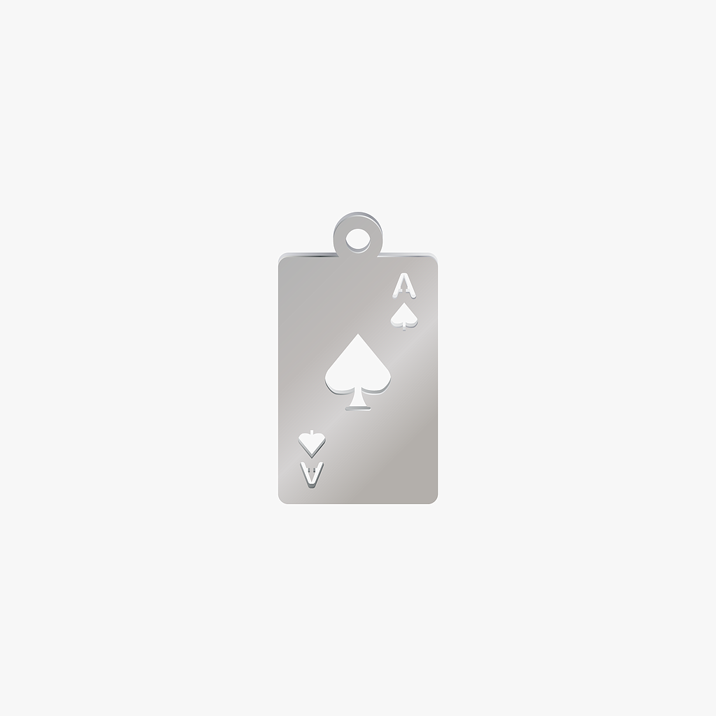 Dije Acero As de Picas Plateado 17 x 10mm x 1mm 1 Argolla