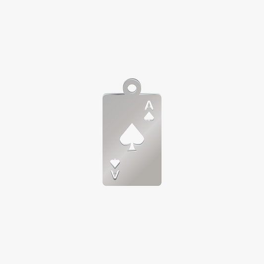 Dije Acero As de Picas Plateado 17 x 10mm x 1mm 1 Argolla