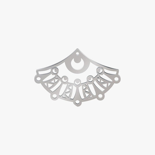 Dije Acero Abanico Plateado 40 x 27mm x 1mm 4 Argollas 1 Agujero