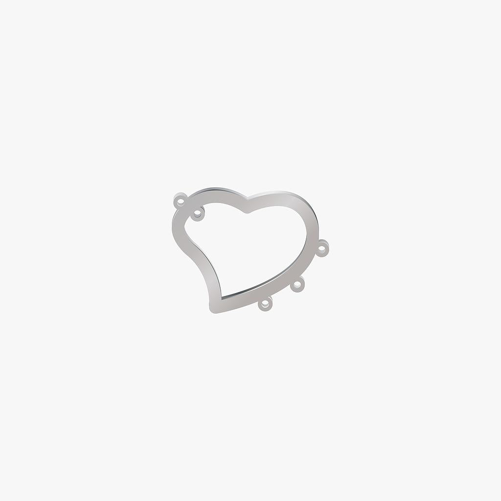 Dije Acero Corazon Plateado 25 x 32mm x 1mm 1 Argolla