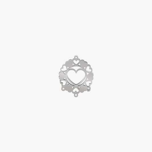 Dije Acero Circulo Corazones Plateado 21 x 17mm x 1mm 4 Argollas