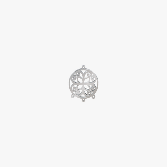 Dije Acero Circulo Mariposa Plateado 21 x 17mm x 1mm 4 Argollas