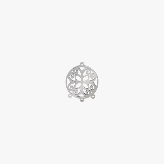 Dije Acero Circulo Mariposa Plateado 25 x 21mm x 1mm 4 Argollas