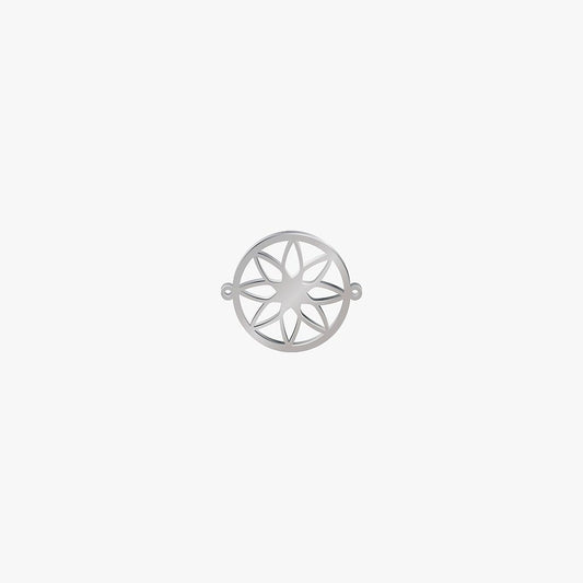 Dije Acero Circulo Flor Plateado 21 x 25mm x 1mm 2 Argolla