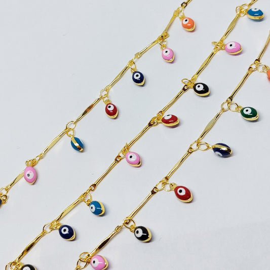 Cadena Eslabon Dorado con Ojo Turco