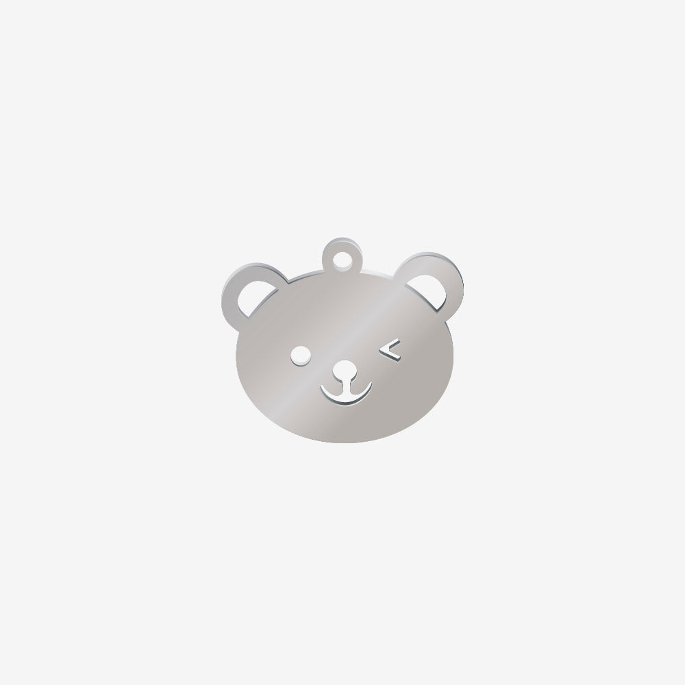 Dije Acero Cabeza Oso Plateado 15 x 18mm x 1mm 1 Argolla