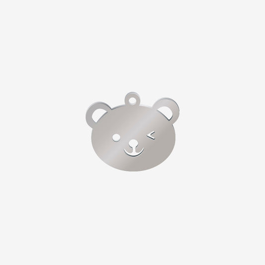Dije Acero Cabeza Oso Plateado 15 x 18mm x 1mm 1 Argolla