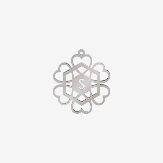 Dije Acero 6 Corazones Hexagono S Plateado 27 x 24mm x 1mm 1 Argolla