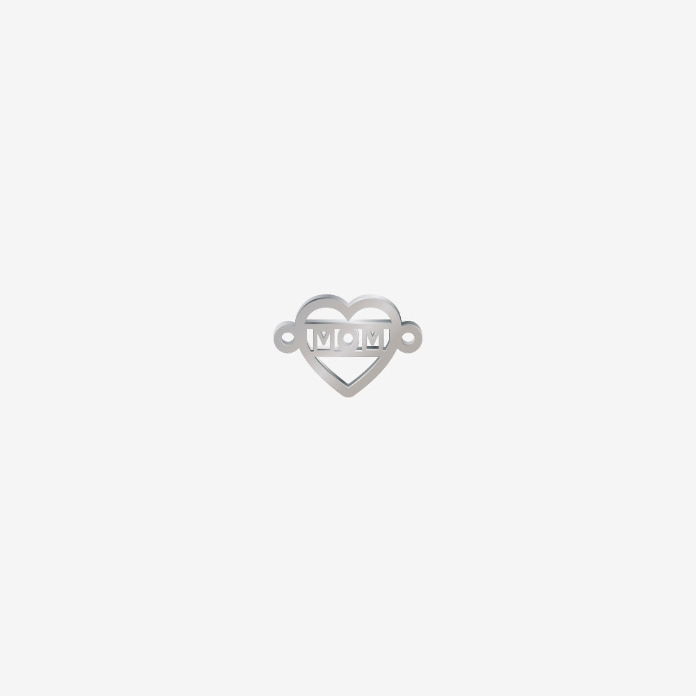 Dije Acero Corazon Mom Plateado 11 x 17mm x 1mm 2 Argollas