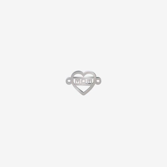 Dije Acero Corazon Mom Plateado 11 x 17mm x 1mm 2 Argollas