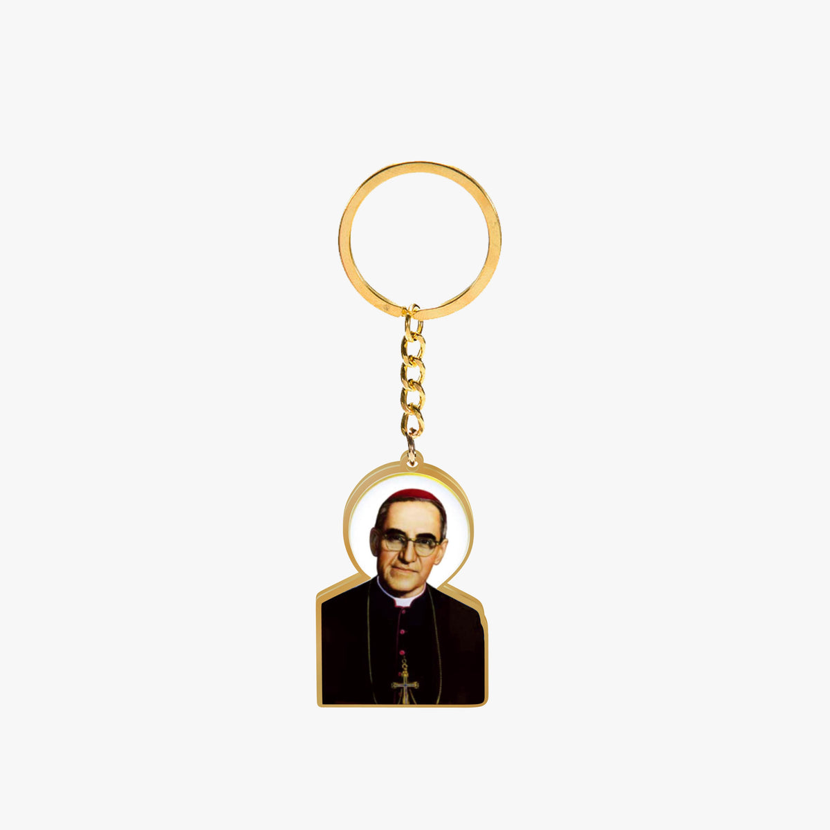 Llavero Religioso Acero Dorado + Impresion Uv 5cm x 2mm