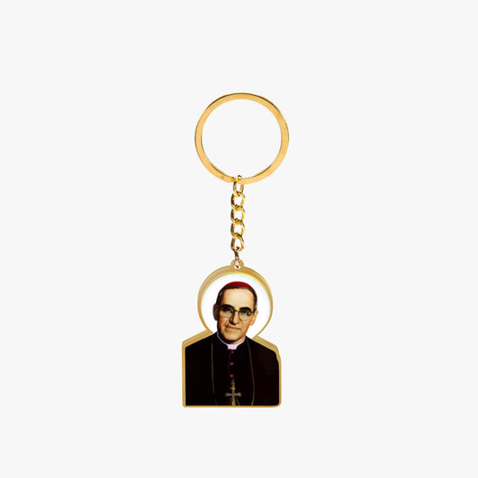 Llavero Religioso Acero Dorado + Impresion Uv 5cm x 2mm