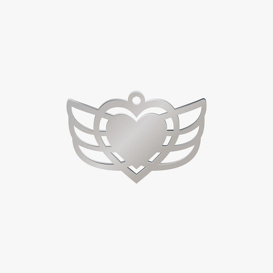 Dije Acero Corazon con Alas Plateado 15 x 23mm x 1mm 1 Argolla