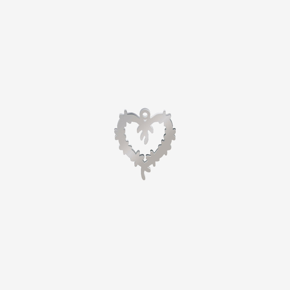 Dije Acero Corazon con Espinas Plateado 20 x 18mm x 1mm 1 Argolla