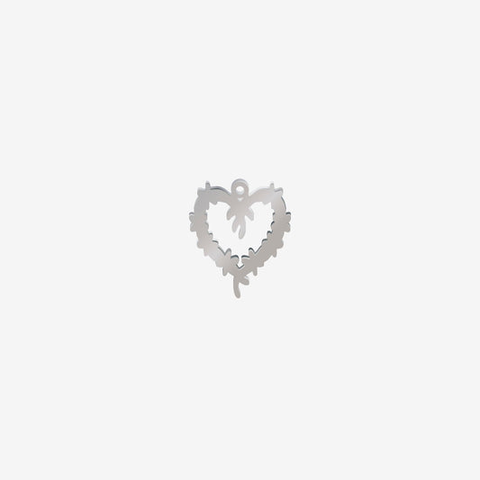 Dije Acero Corazon con Espinas Plateado 20 x 18mm x 1mm 1 Argolla