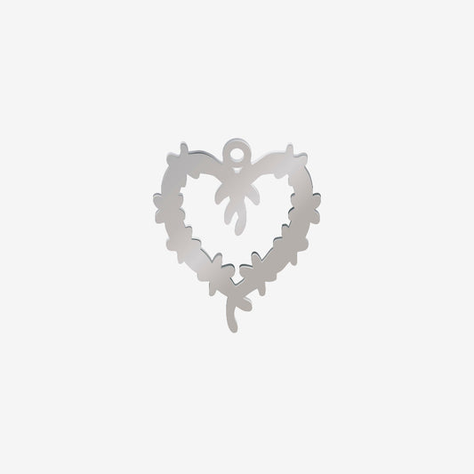 Dije Acero Corazon con Espinas Plateado 45 x 40mm x 1mm 1 Argolla