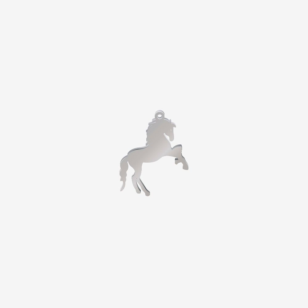 Dije Acero Caballo Plateado 17 x 19mm x 1mm 1 Argolla