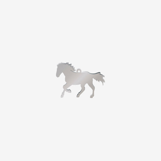 Dije Acero Caballo Plateado 17 x 26mm x 1mm 1 Argolla