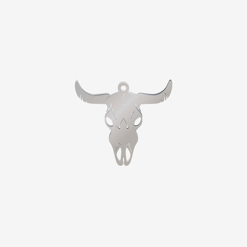 Dije Acero Calavera Vaca Plateado 30 x 34mm x 1mm 1 Argolla