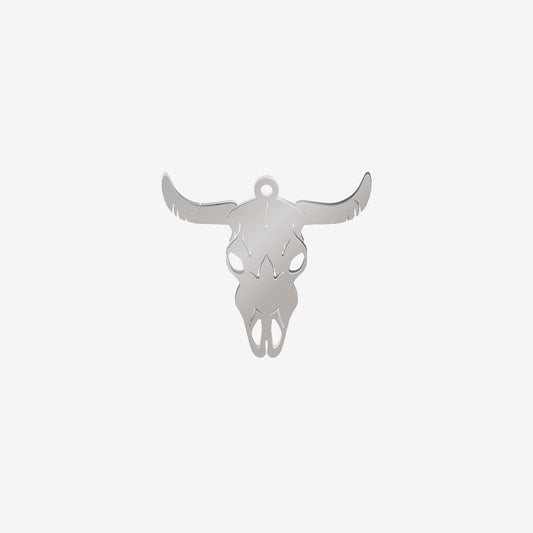 Dije Acero Calavera Vaca Plateado 30 x 34mm x 1mm 1 Argolla