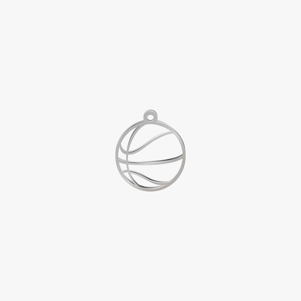 Dije Acero Balon Basketball Plateado 17 x 15mm x 1mm 1 Argolla