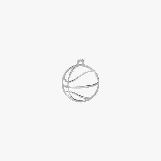 Dije Acero Balon Basketball Plateado 17 x 15mm x 1mm 1 Argolla
