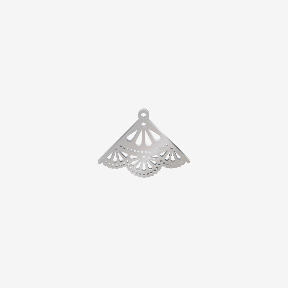 Dije Acero Estilo Abanico Plateado 18 x 25mm x 1mm 1 Argolla