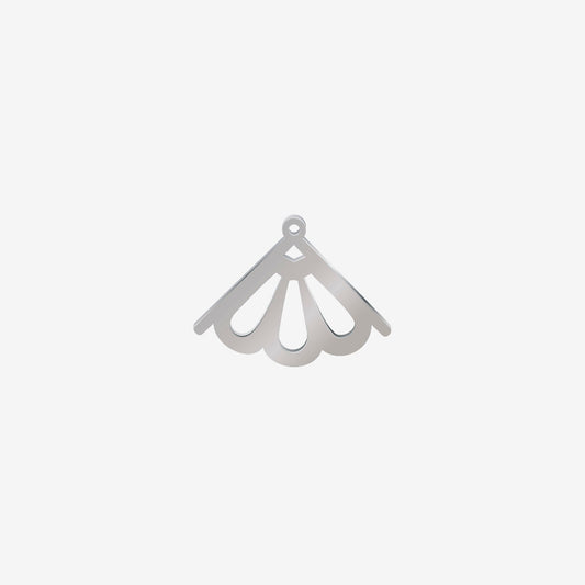 Dije Acero Estilo Abanico Concha Plateado 19 x 25mm x 1mm 1 Argolla