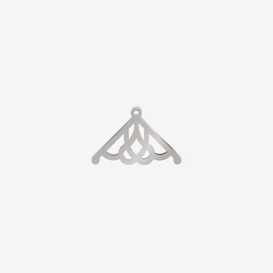 Dije Acero Estilo Abanico Plateado 17 x 25mm x 1mm 1 Argolla