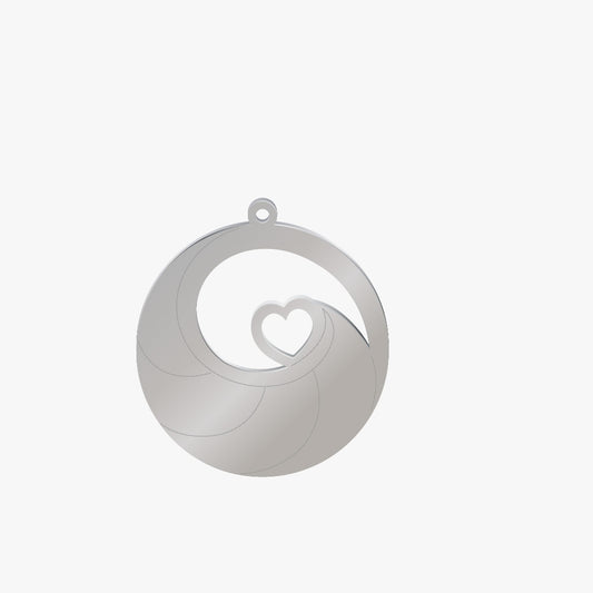 Dije Acero Circulo Corazon 5 Espacios Plateado 38 x 35mm x 1mm 1 Argolla