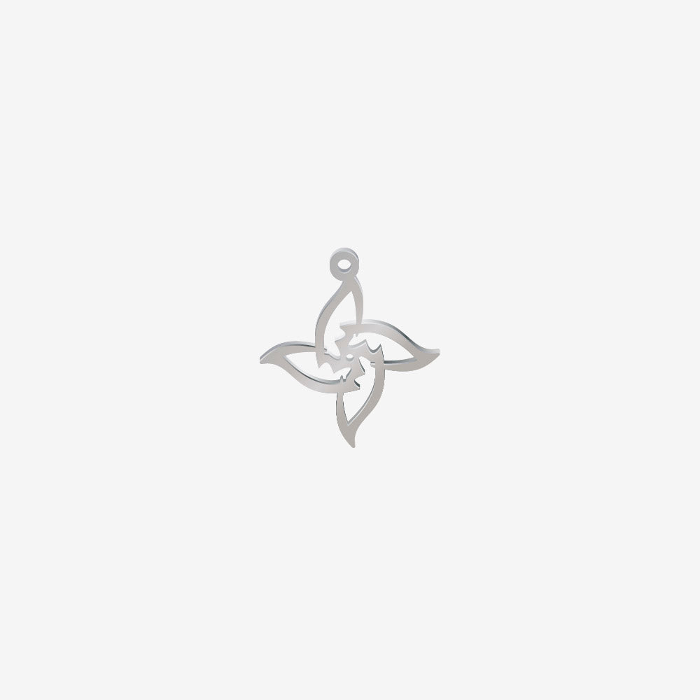 Dije Acero Estilo Flor 4 Puntas Plateado 20 x 18mm x 1mm 1 Argolla