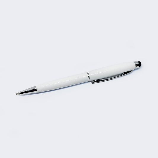 Bolígrafo Elegante Blanco-plateado con Goma para Pantalla Tactil