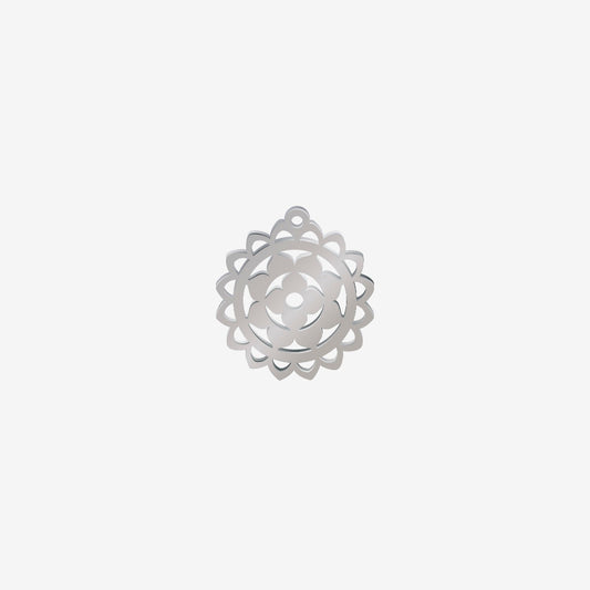 Dije Acero Circulo Flores Plateado 21 x 19mm 1 Argolla