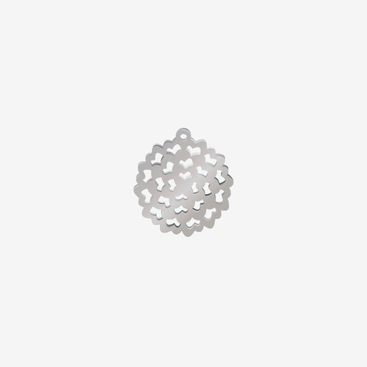 Dije Acero Circulo Flor Plateado 21 x 20mm 1 Argolla