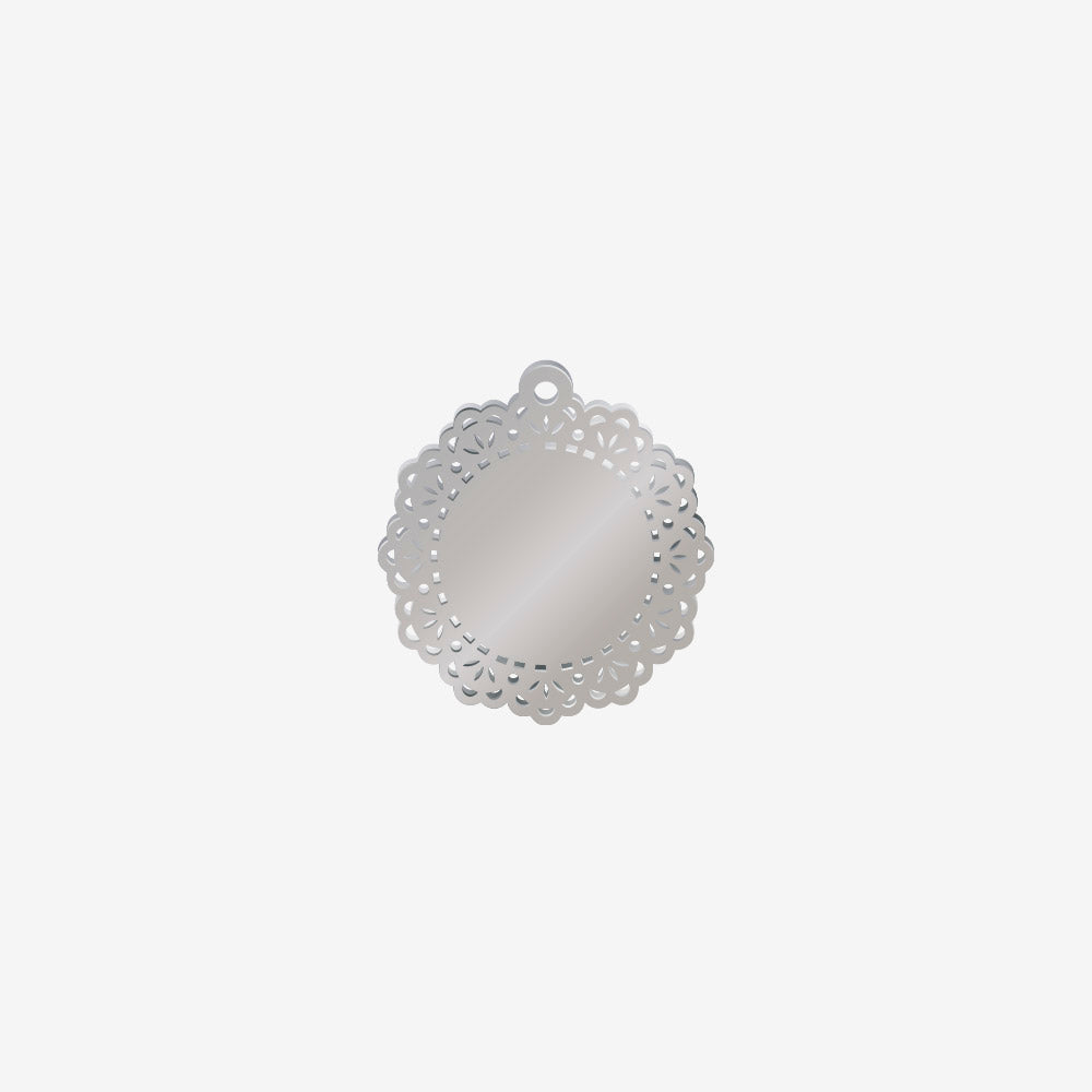 Dije Acero Circulo Decorado Plateado 21 x 20mm 1 Argolla