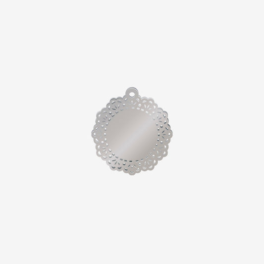 Dije Acero Circulo Decorado Plateado 21 x 20mm 1 Argolla
