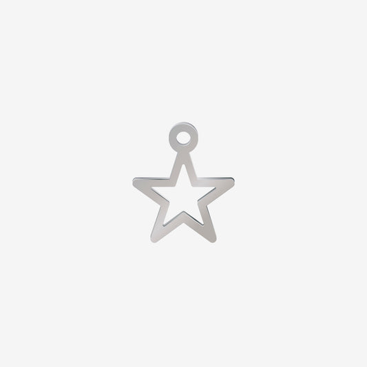 Dije Acero Estrella Plateado 12 x 10.5mm x 1mm 1 Argolla