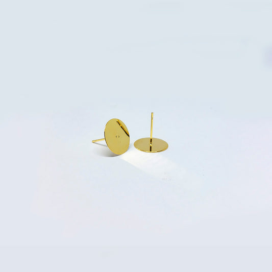 Base para Arete Baño Oro Dorado Plana 12mm