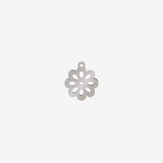 Dije Acero Flor 8 Petalos Plateado 15 x 13mm x 1mm 1 Argolla