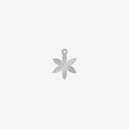 Dije Acero Flor 6 Petalos Plateado 15 x 13mm x 1mm 1 Argolla