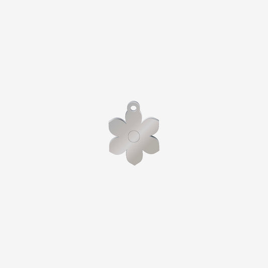 Dije Acero Flor 6 Petalos Plateado 15 x 13mm x 1mm 1 Argolla