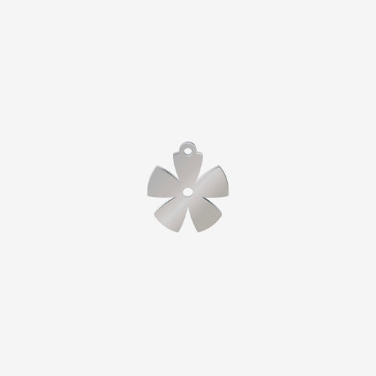 Dije Acero Flor 5 Petalos Anchos Plateado 15 x 14mm x 1mm 1 Argolla