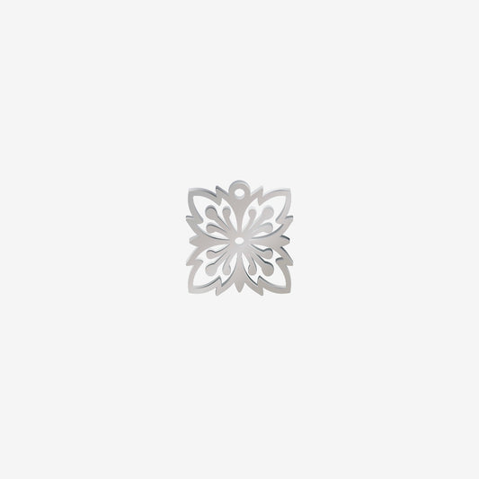 Dije Acero Flor 4 Petalos Plateado 15 x 14mm x 1mm 1 Argolla