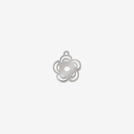 Dije Acero Flor Doble 5 Petalos Plateado 15 x 14mm x 1mm 1 Argolla