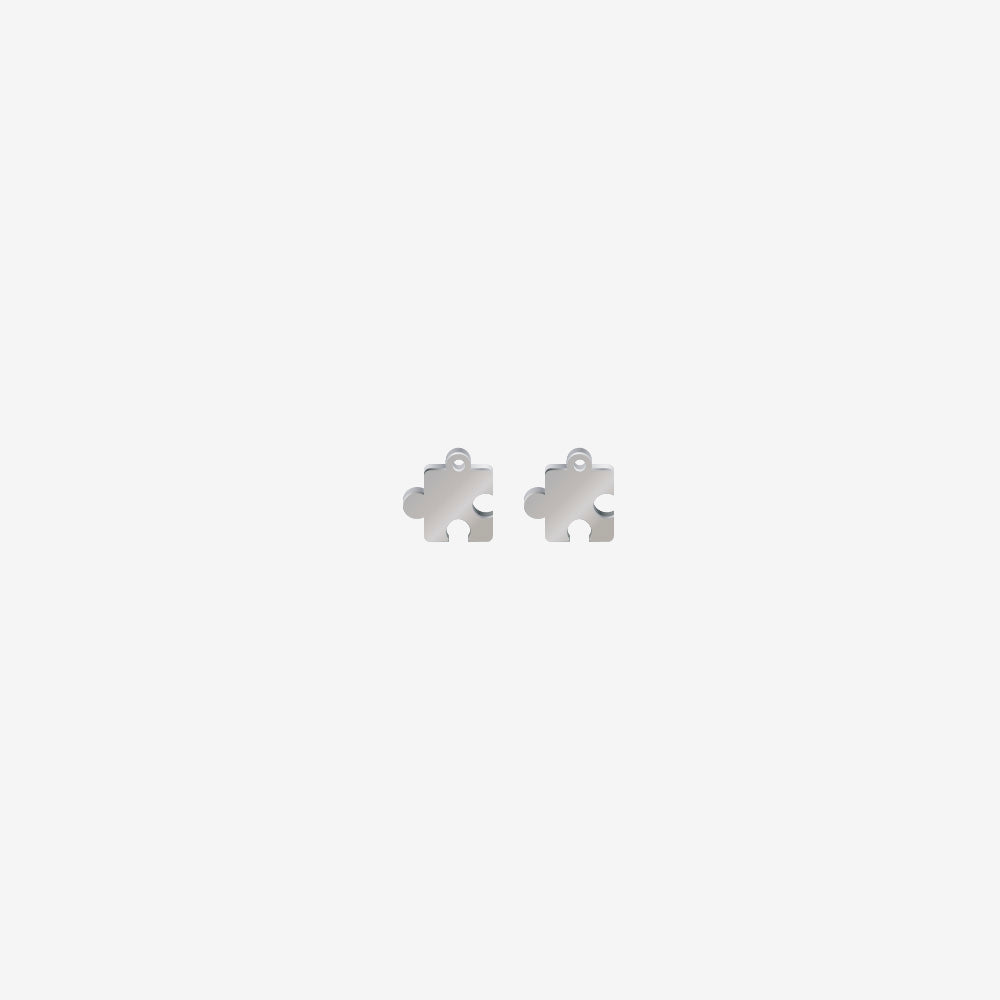 Par Acero Dije Rompecabezas Plateado 11mm C/u x 1mm 1 Argolla