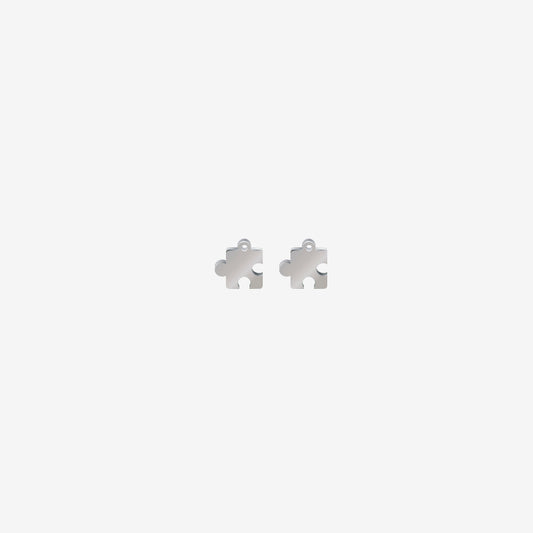 Par Acero Dije Rompecabezas Plateado 11mm C/u x 1mm 1 Argolla