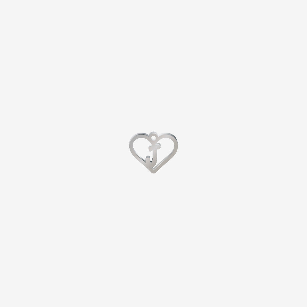 Dije Acero Corazon con Letra Plateado 12 x 15mm x 1mm 1 Argolla