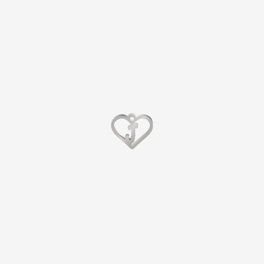 Dije Acero Corazon con Letra Plateado 12 x 15mm x 1mm 1 Argolla
